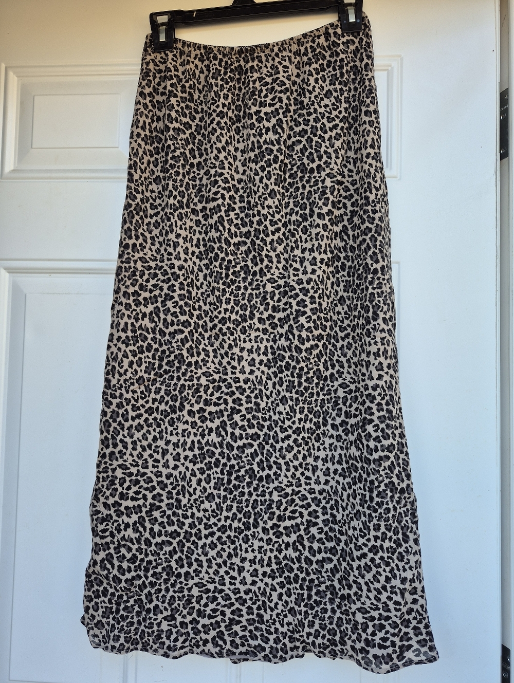 Grey Cheetah Leopard Print Whimsigoth Soft Grunge Midi Slip Skirt